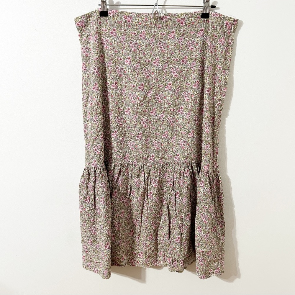 H & M all Over Floral Patterned Prairie Skirt Ruffled Hem Invisible Side Zipper